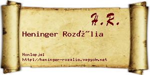 Heninger Rozália névjegykártya